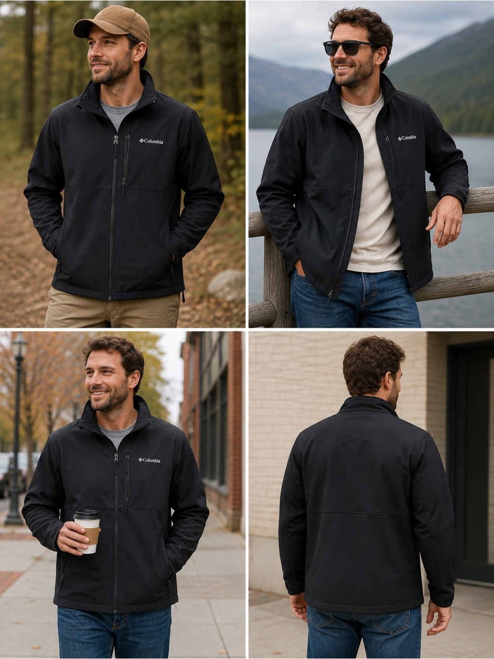 Columbia Men’s XL Black Softshell Full Zip Jacket Fleece Lined Outdoor